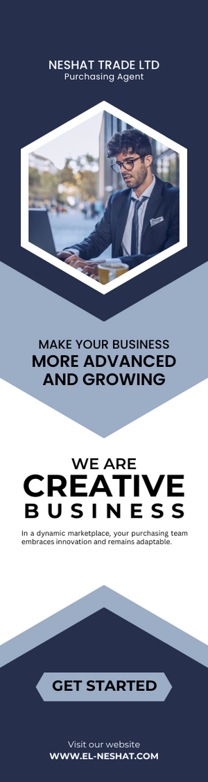 Navy And White Modern Professional We Are Creative Business Wide Skycraper Ad