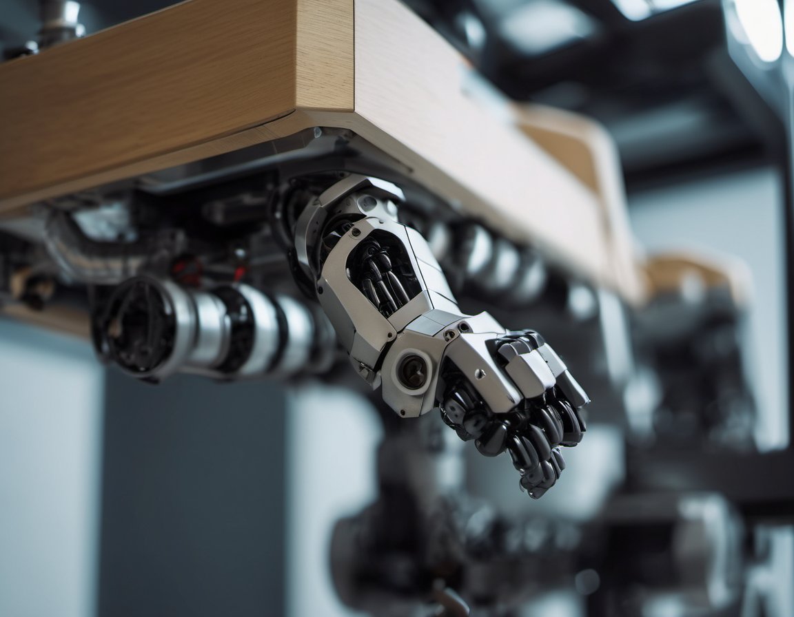 Illustration of a close-up of a robotic gripper mechanism, industrial